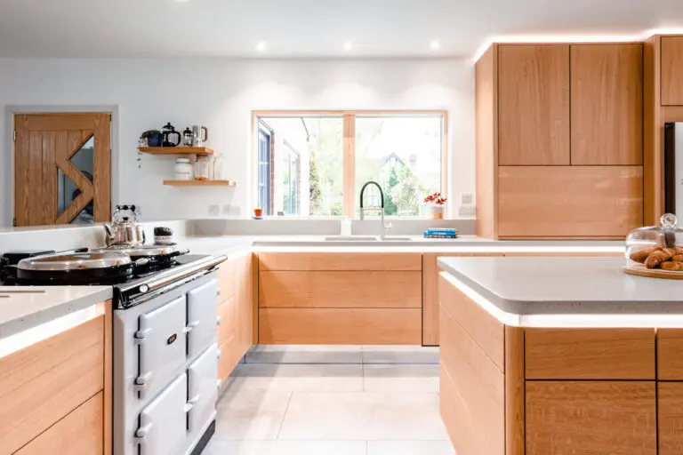Bespoke Highgrove Cabinetry Handcrafted From Local Oak With Aga Installed