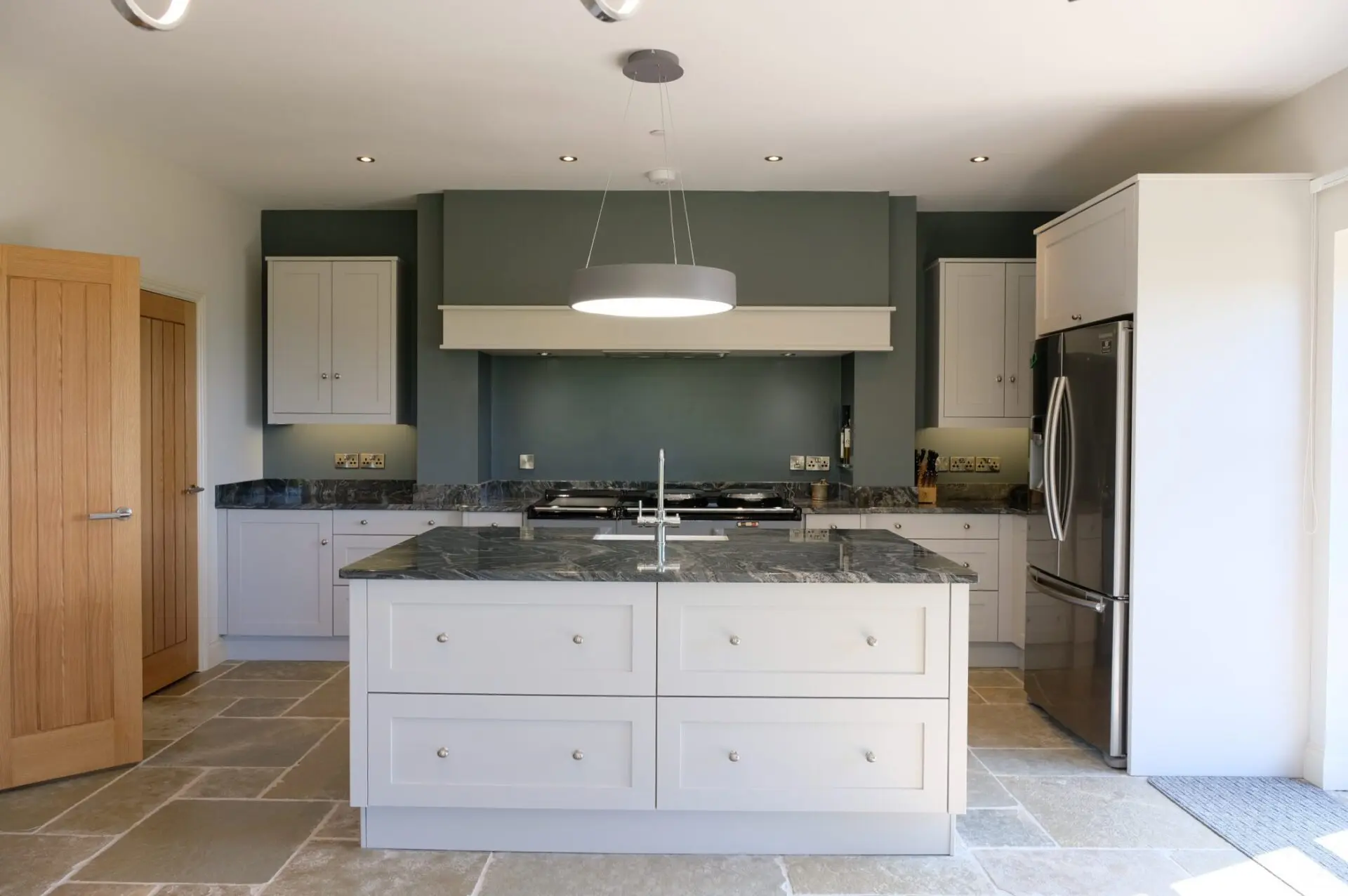 Classic Panelled Shaker Kitchen Doors With Warm Natural Lighting Handcrafted By Kenton Jones
