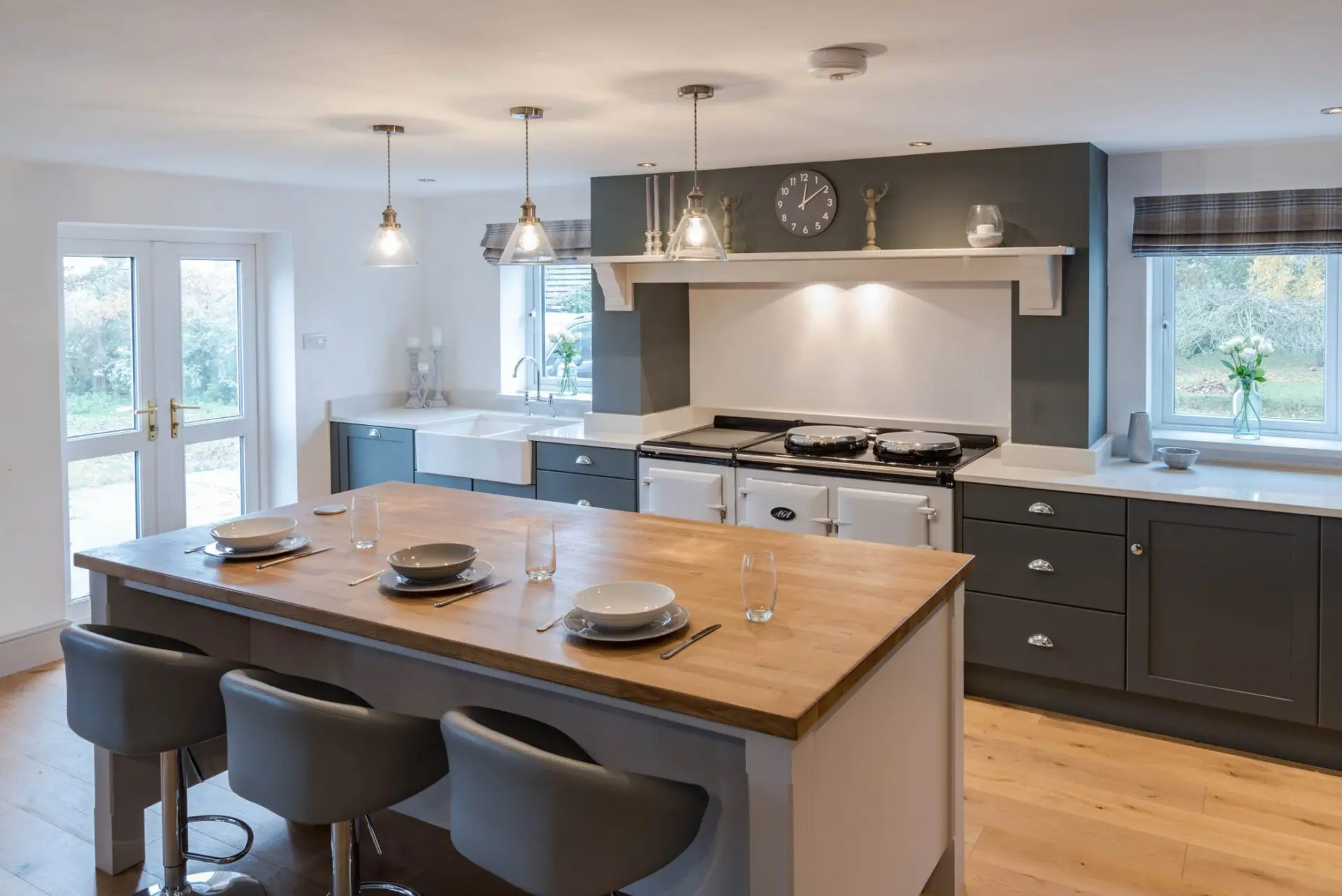 Classic Shaker Kitchen With Integrated Aga Cooker Built In Wales