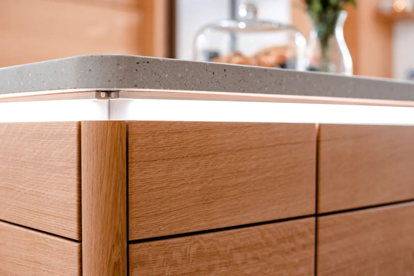 Close Up View Of Sustainable Oak Cabinetry Showing Fine Joinery Craftsmanship From The Highgrove Collection