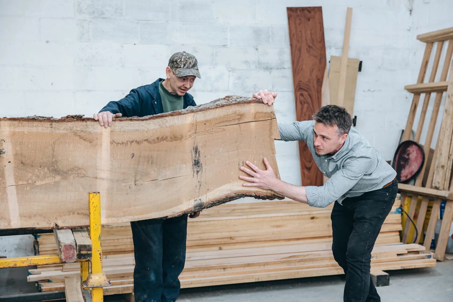 Kenton Jones Craftsmen Hand Selecting Timber Boards For Bespoke Arcadia Outdoor Kitchen Cabinetry