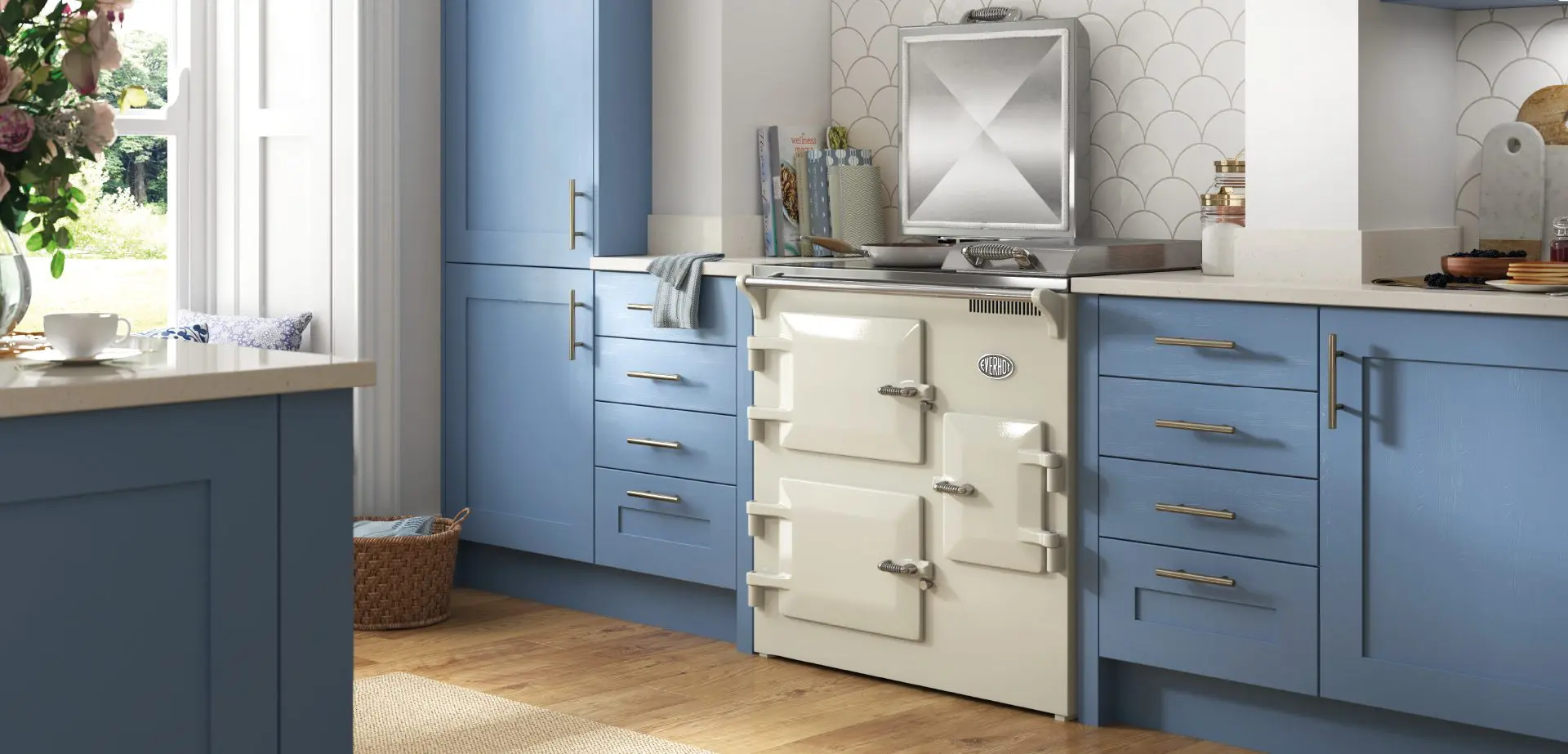 Everhot 90 Series Cooker With Stainless Steel Finish In A Minimalist Kitchen Setting